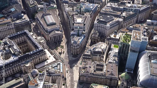 Aerial view of the Bank of England, Royal Exchange and Mansion House, London UK. photo