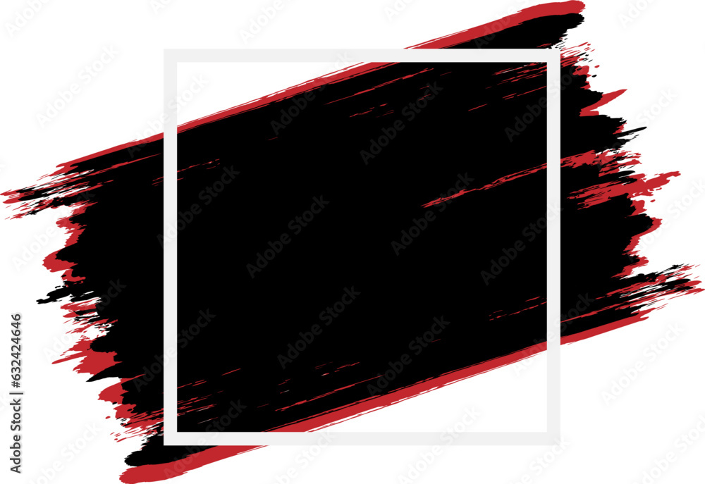 Vector black and red ink brushes with frame Vector black and red ink brushes with frame