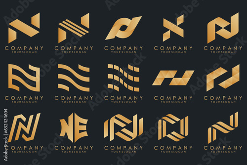 set of Abstract letter N logo design. modern creative logotype monogram icon design inspiration.