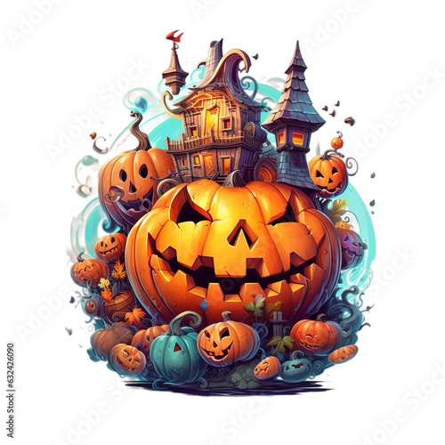 Halloween illustration isolated on white, transparent background, Generative ai