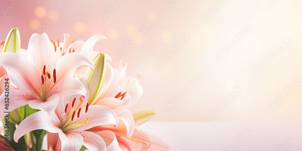 Captivating Lily Blossoms Close-up of pink petals radiates summers freshness, showcasing natures beauty in a vibrant bouquet