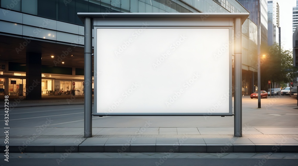 Generative AI : Blank banner. This is for advertisers to place ad copy samples on a bus shelter. Generative AI : Blank banner. This is for advertisers to place ad copy samples on a bus shelter.