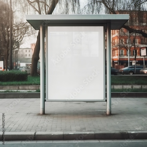 Generative AI : Blank banner. This is for advertisers to place ad copy samples on a bus shelter.