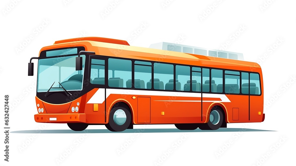Generative AI : City bus color big bus illustration