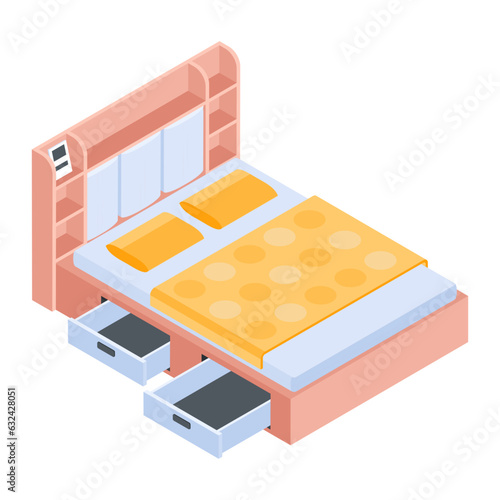 Pack of Bedroom Isometric Icons  

