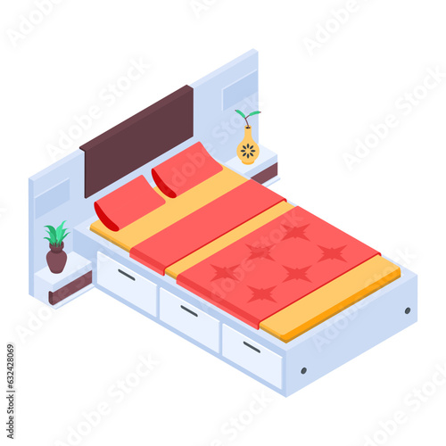 Pack of Bedroom Isometric Icons  

