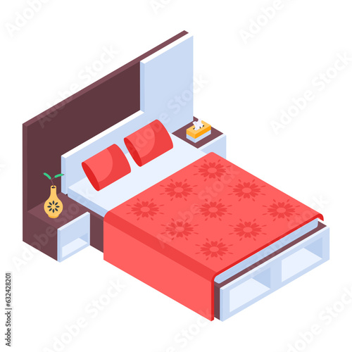 Pack of Modern Bedrooms Isometric Icons  

