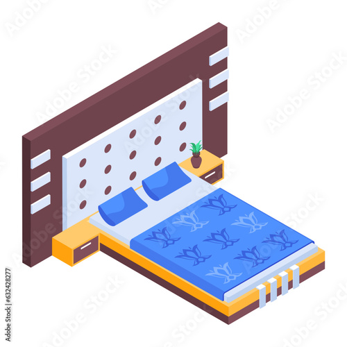 Pack of Modern Bedrooms Isometric Icons  

