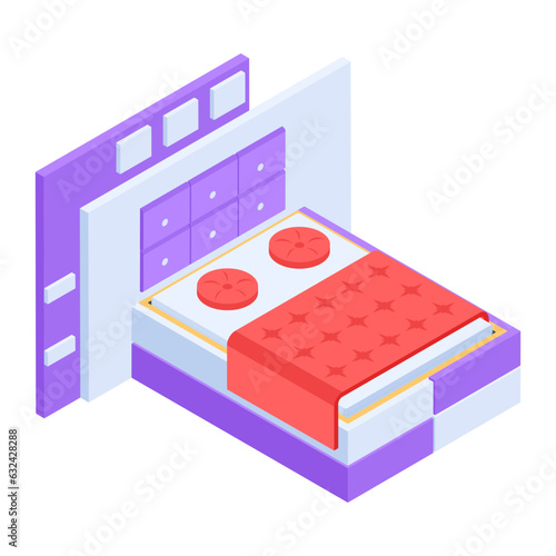 Pack of Modern Bedrooms Isometric Icons  

