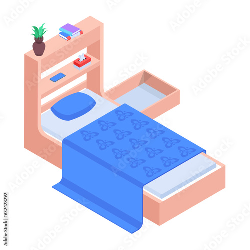 Pack of Modern Bedrooms Isometric Icons  

