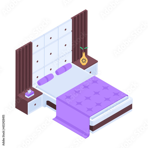 Pack of Modern Bedrooms Isometric Icons  

