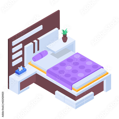 Pack of Modern Bedrooms Isometric Icons  

