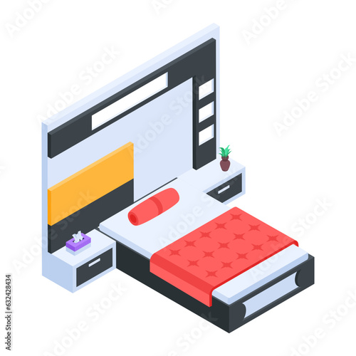 Pack of Modern Bedrooms Isometric Icons  

