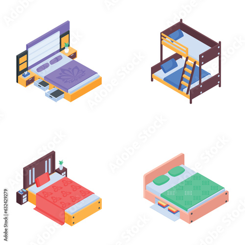 Pack of Room Interior Isometric Icons  

