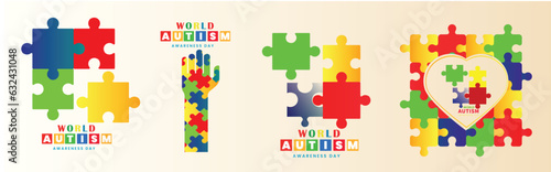 World Autism awareness day vector, Puzzles 
