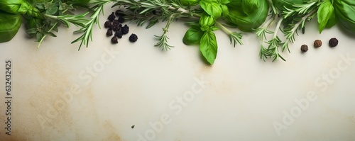 art cooking banner background Italian herbs for home recipe, Generative AI