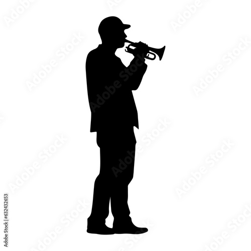 man playing clarinet trumpet instrument silhoutte