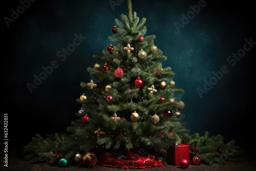 Brightly Christmas tree close up