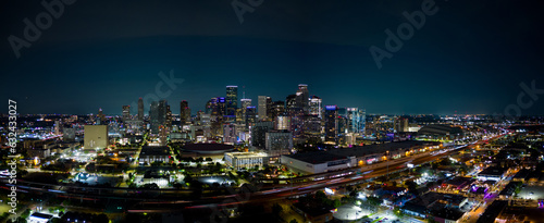 Aerial panorama Downtown Houston Texas USA