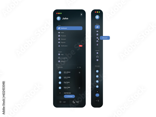 EPS Navigation Bar Template For Dasshboard And Website Use Full Editable And Vector (Dark Mode)