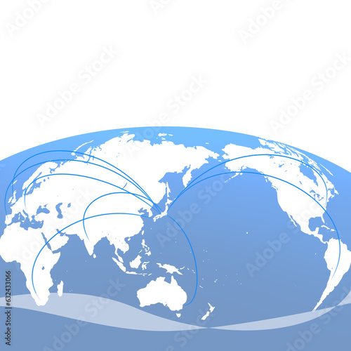 球面の世界地図を背景にしたビジネスイメージ