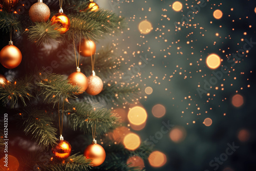 Brightly Christmas tree close up