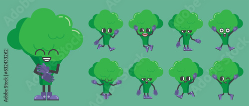 Funny cartoon different gestures set of vegetable vector