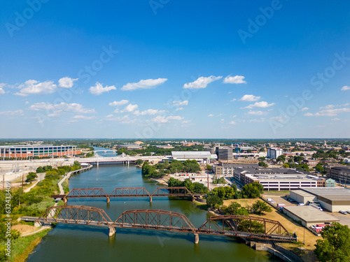 Aerial photo Downtown Waco Texas and Brazos River