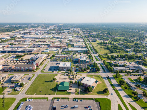 Aerial photo businesses and government buildings on Lincoln Boulevard Oklahoma City OK photo