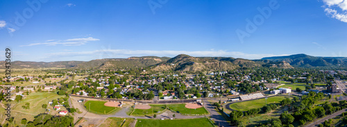Billede på lærred Aerial drone panorama town of Raton New Mexico USA circa 2023