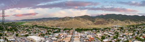 Aerial panorama salida Colorado historic town