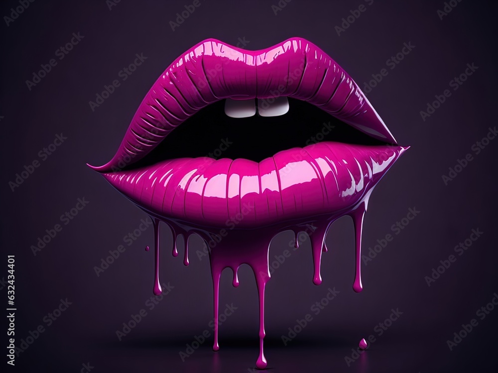 Beautiful lips with makeup - obrazy, fototapety, plakaty 