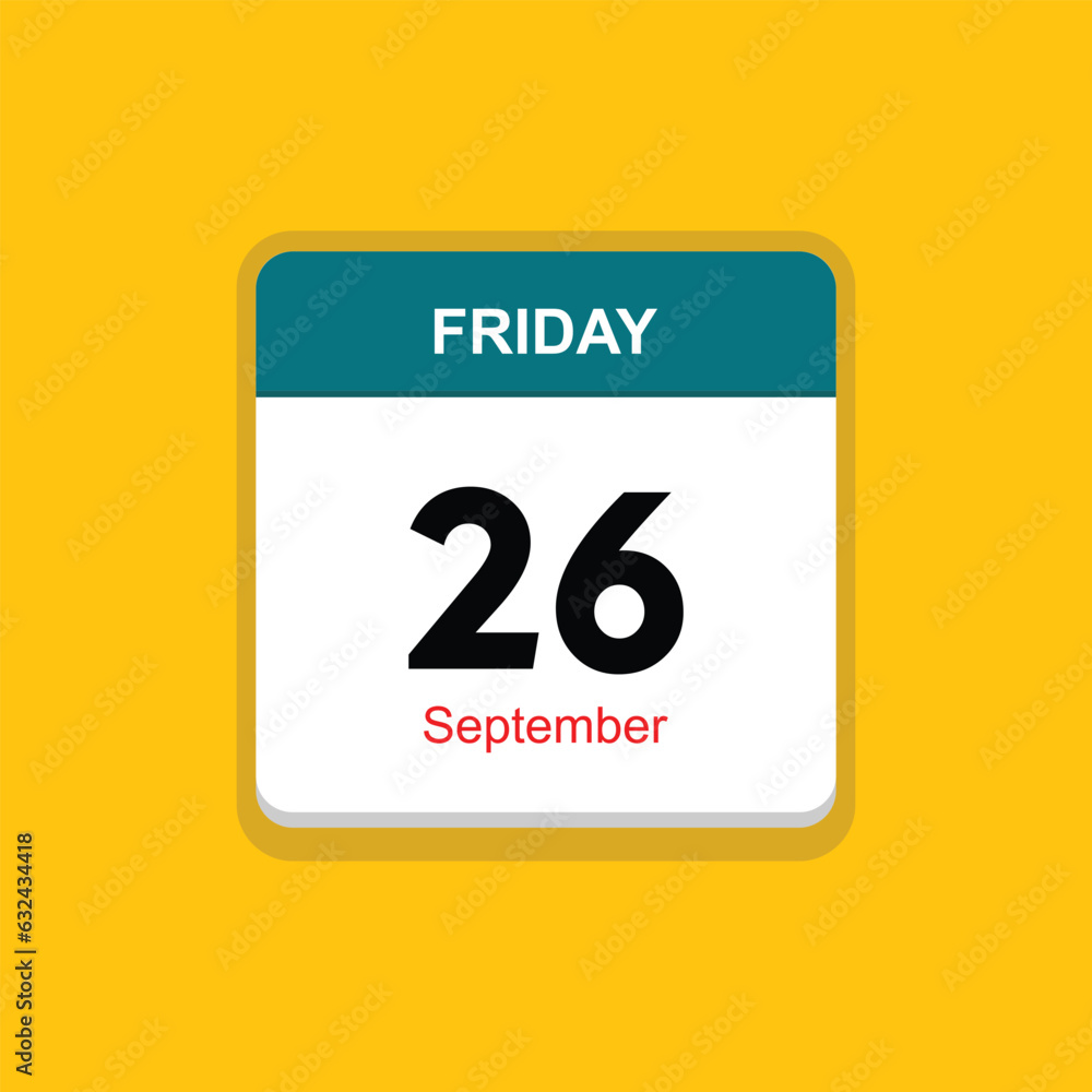 september 26 thursday icon with yellow background, calender icon