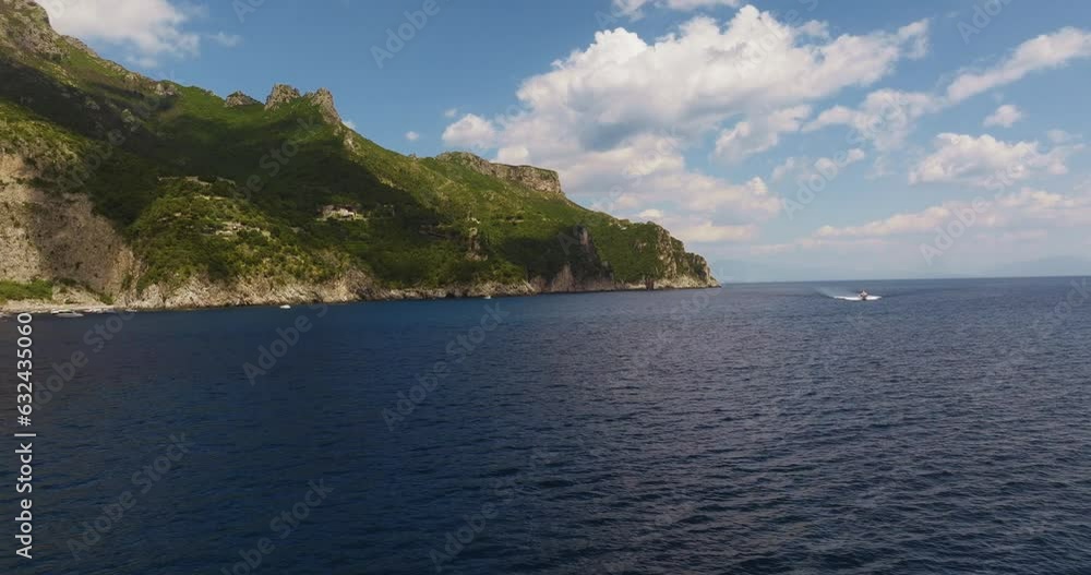 Aerial drone shot at Amalfi Coast on a sunny day Aerial drone shot at Amalfi Coast on a sunny day