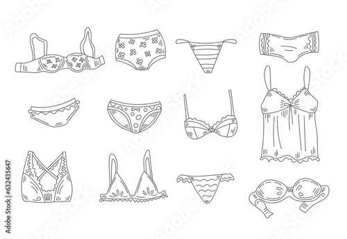 Female lingerie doodle set
