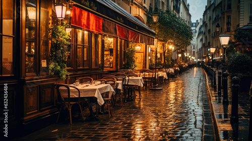 Paris's cozy restaurants and rainy street scenes, capturing the calm and romantic atmosphere of the city.  © piai