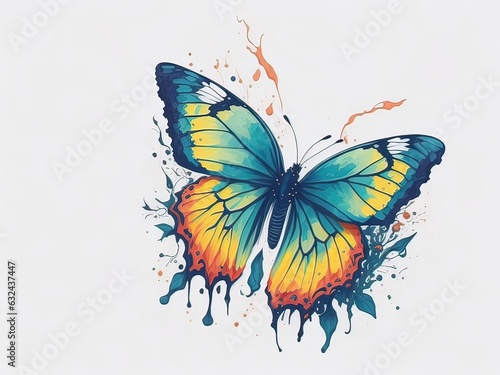 Watercolor of butterfly in white background