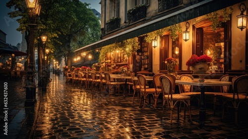 Paris's cozy restaurants and rainy street scenes, capturing the calm and romantic atmosphere of the city.  © piai