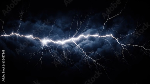 Extreme lightning bolt, isolated against on black background