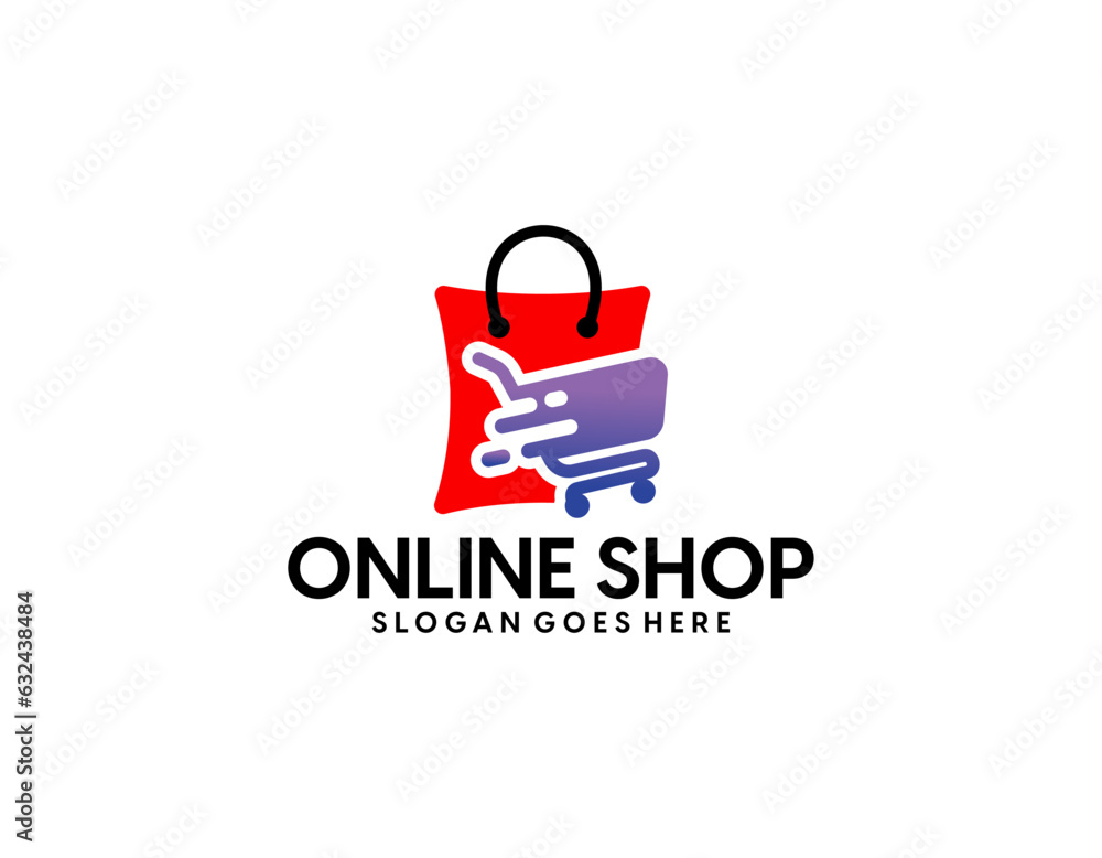 Online Shop Logo. Happy Shop Logo design vector