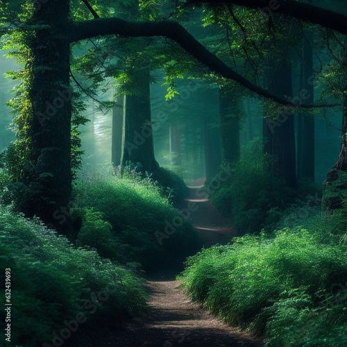 Enchanting forest beautiful high quality. Generative AI