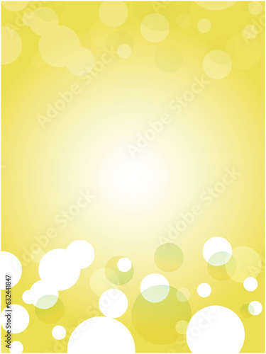 水玉模様が浮遊するアブストラクトな空間の背景素材_イエロー_縦