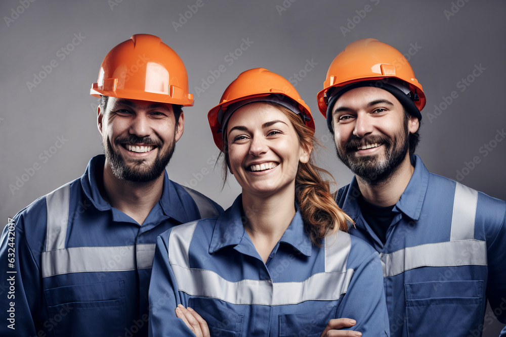 Happy employees in uniform Happy employees in uniform