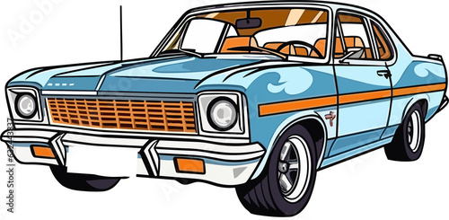 Chevrolet Nova Vintage Classic Car  Illustration  Vintage Classic Car Illustration