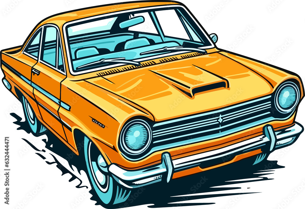 Dodge Dart Vintage Classic Car Illustration, Vintage Classic Car Illustration