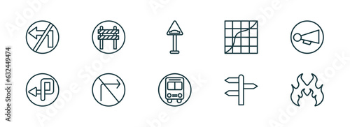 Foto set of 10 linear icons from traffic signs concept
