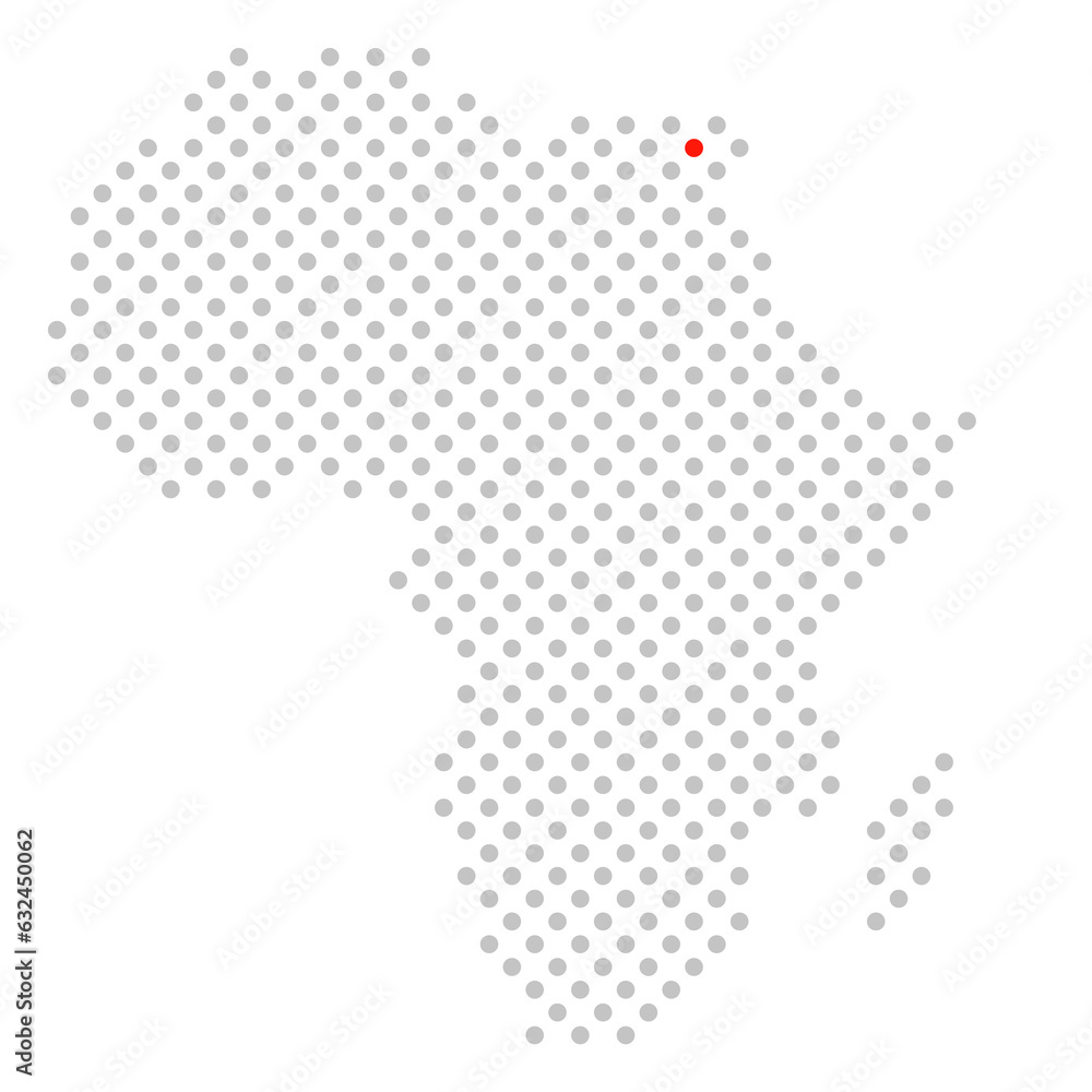Kairo in Ägypten: Afrikakarte aus grauen Punkten mit roter Markierung