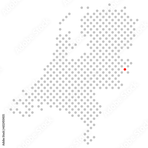 Enschede in den Niederlanden: Karte aus grauen Punkten mit roter Markierung