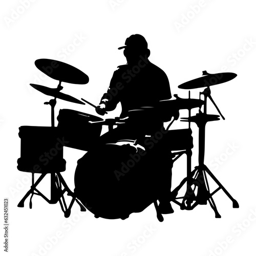 drummer playing drum set instrument silhoutte