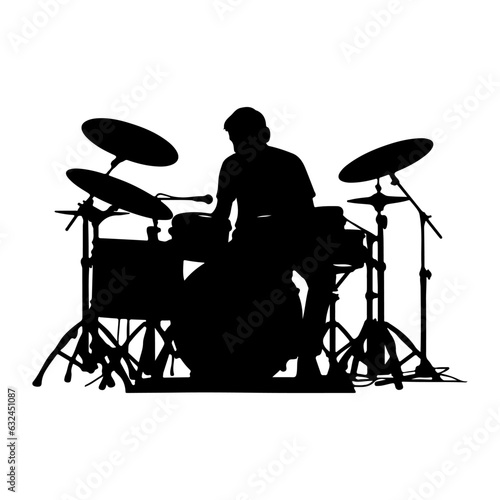 drummer playing drum set instrument silhoutte
